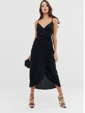 ASOS Black Wrap maxi Dress